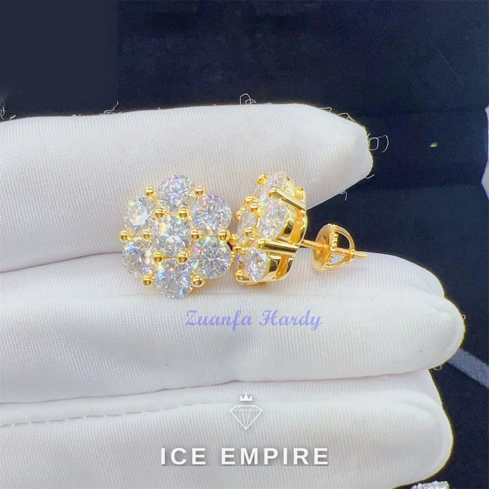 Iced Out 925 Silver Moissanite Stud Earrings
