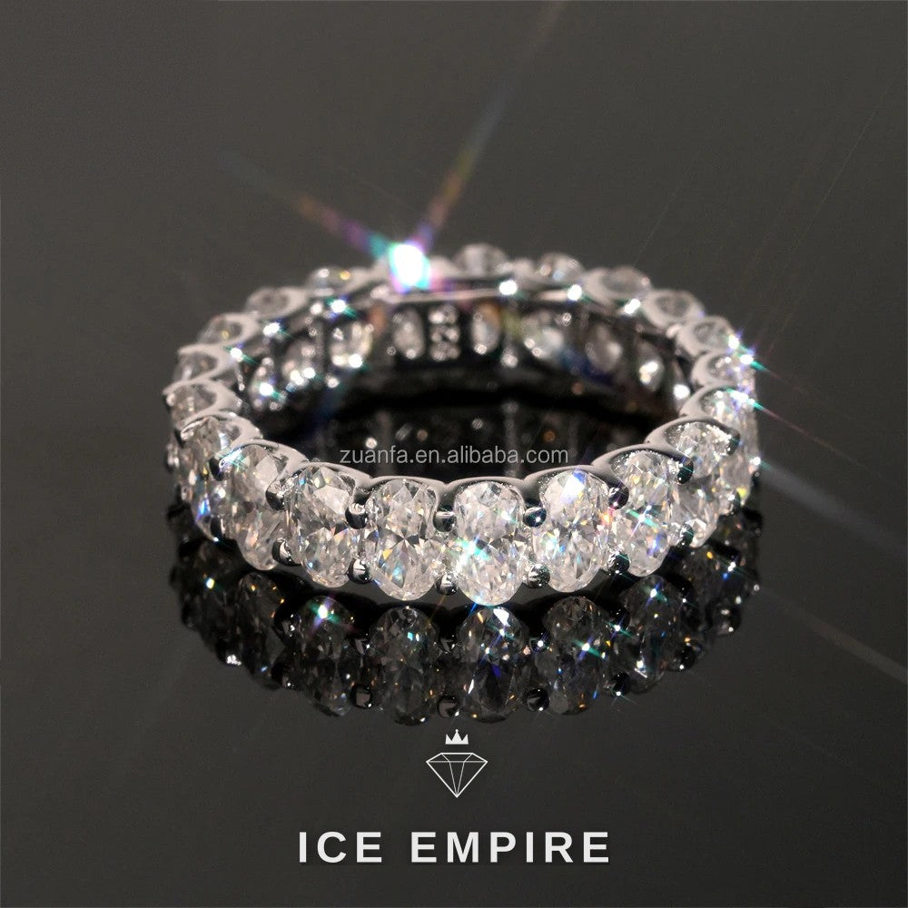 Iced Out 925 Silver Moissanite Engagement Ring