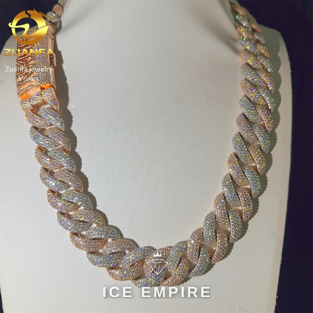Iced Out Rose Gold Plated Moissanite Cuban Chain