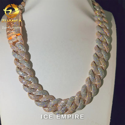 Iced Out Rose Gold Plated Moissanite Cuban Chain