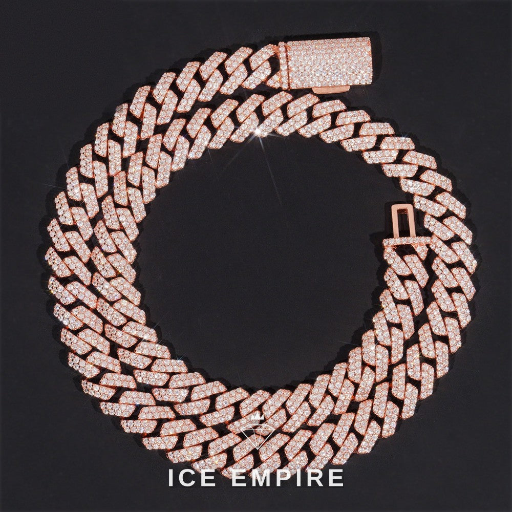 Iced Out Rose Gold Plated Moissanite Cuban Chain