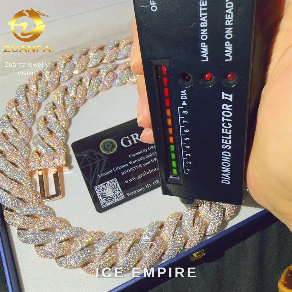 Iced Out Rose Gold Plated Moissanite Cuban Chain