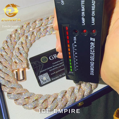 Iced Out Rose Gold Plated Moissanite Cuban Chain