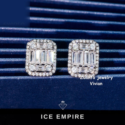 Iced Out 925 Silver Moissanite Earrings