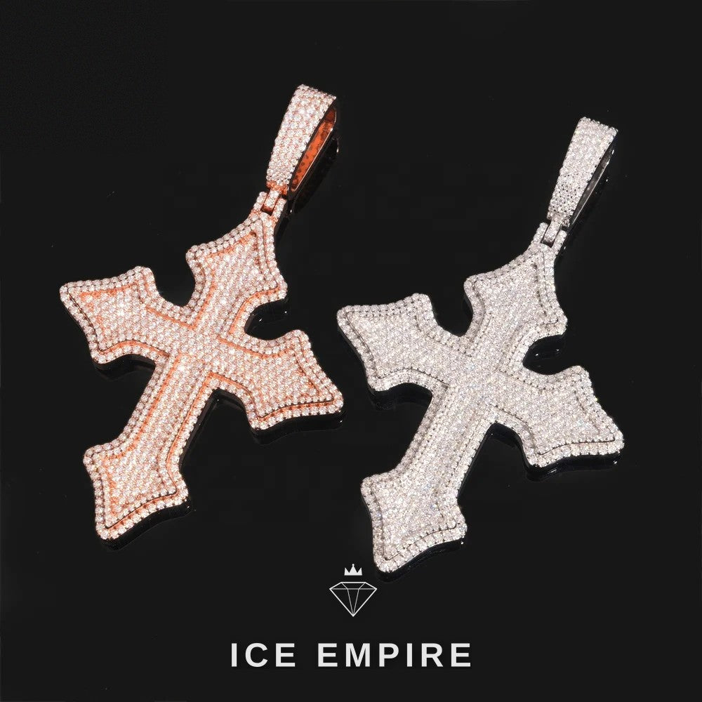 Iced Out Cross Rose Gold Pendant