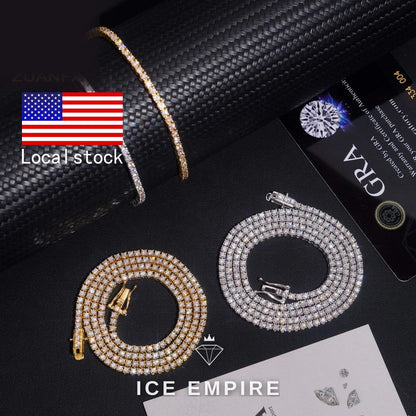 Iced Out 925 Silver Moissanite Tennis Chain