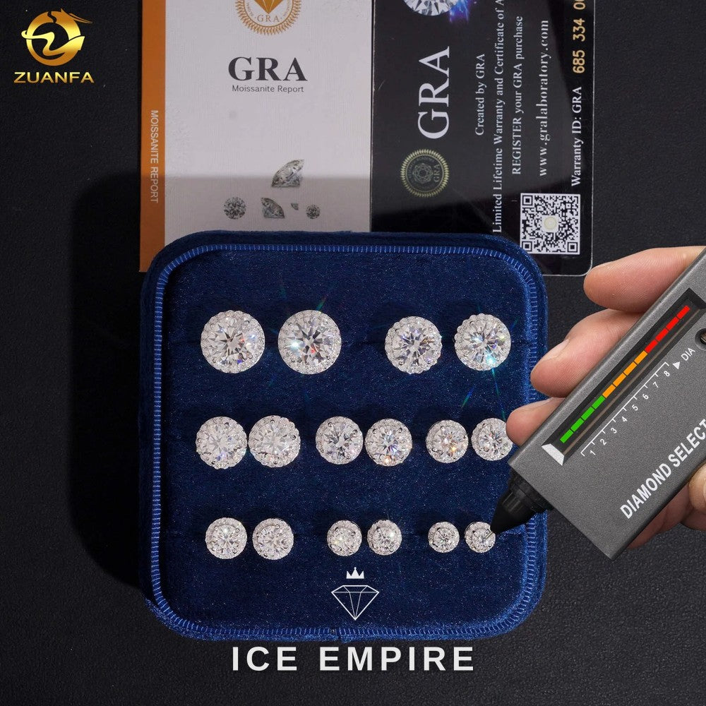 Iced Out 925 Silver Moissanite Stud Earrings