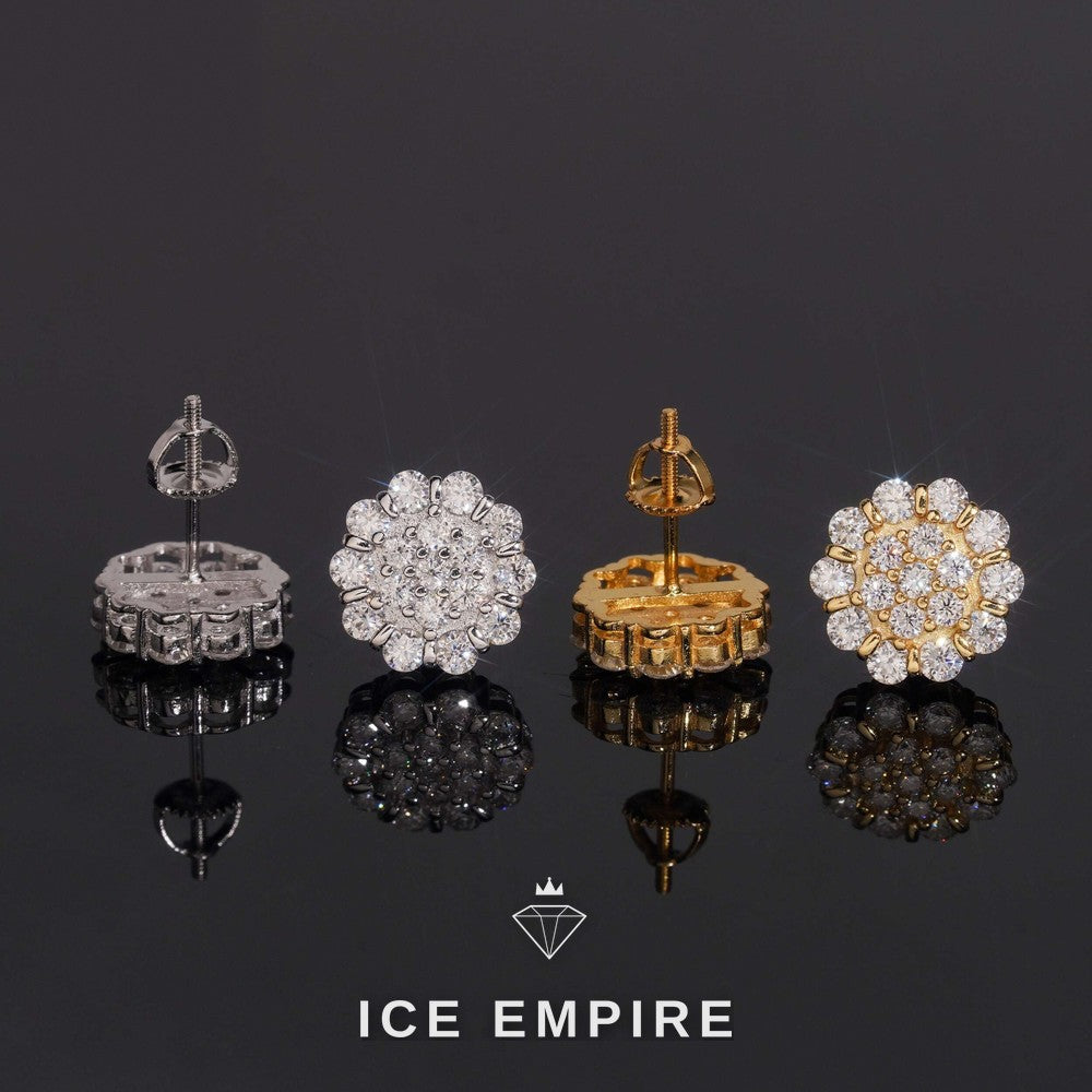 Iced Out Rose Gold Plated Moissanite Stud Earrings