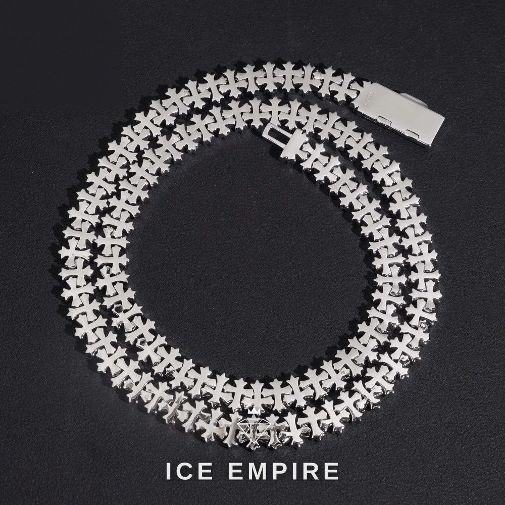 Iced Out Cross Rose Gold Plated Moissanite Cuban Chain