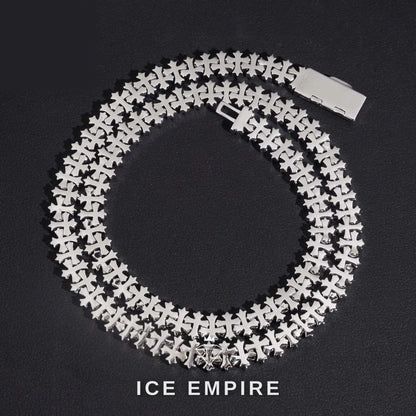 Iced Out Cross Rose Gold Plated Moissanite Cuban Chain