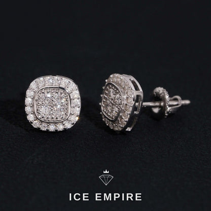 Iced Out Cluster 925 Silver Moissanite Stud Earrings