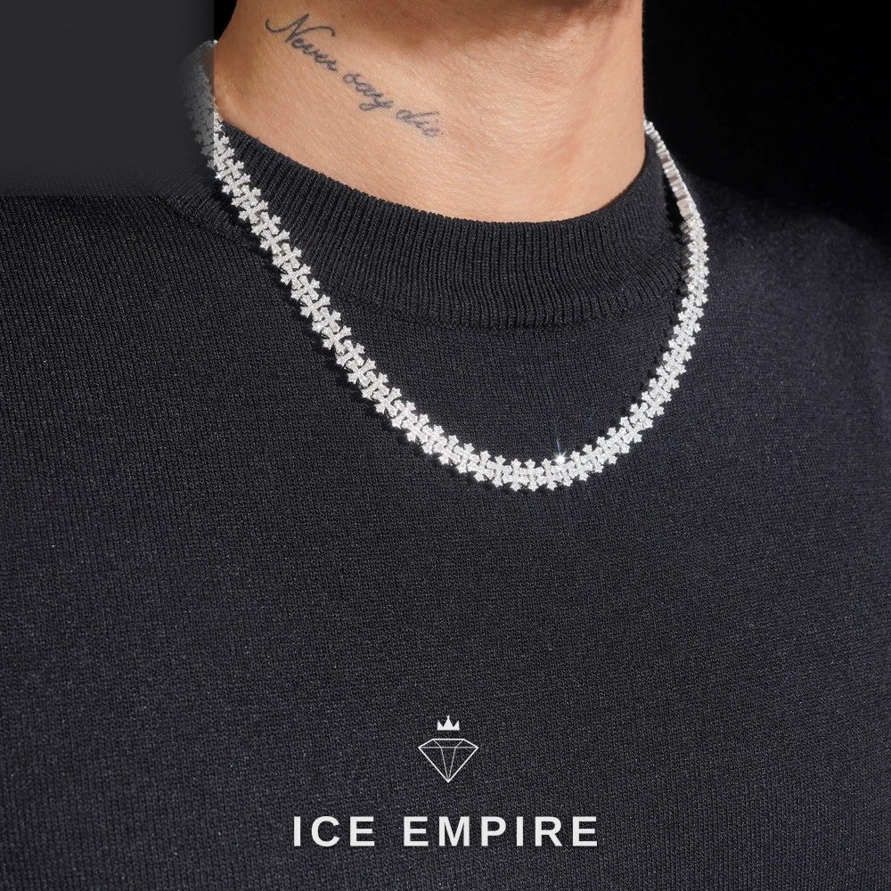 Iced Out Cross Rose Gold Plated Moissanite Cuban Chain