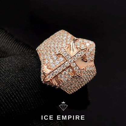 Iced Out Cross 925 Silver Moissanite Engagement Ring