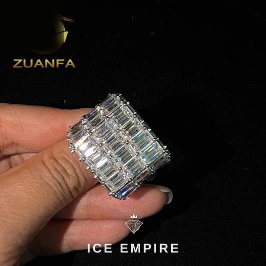 Iced Out Baguette 925 Silver Moissanite Ring