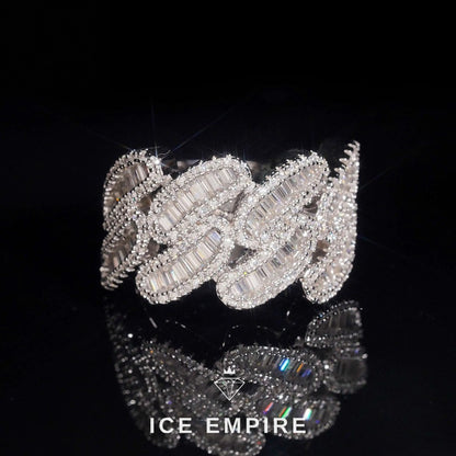 Iced Out Baguette 925 Silver Moissanite Ring