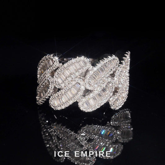 Iced Out Baguette 925 Silver Moissanite Ring