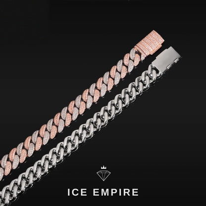 Iced Out Baguette Rose Gold Plated Moissanite Cuban Chain