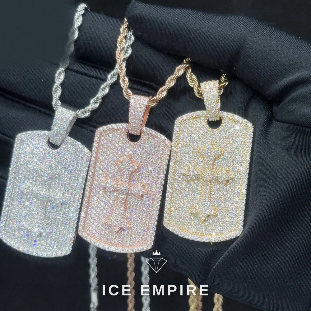 Iced Out Cross Rose Gold Plated Moissanite Rope Chain
