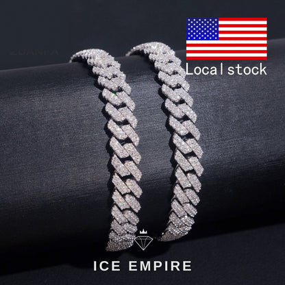 Iced Out 925 Silver Moissanite Cuban Chain
