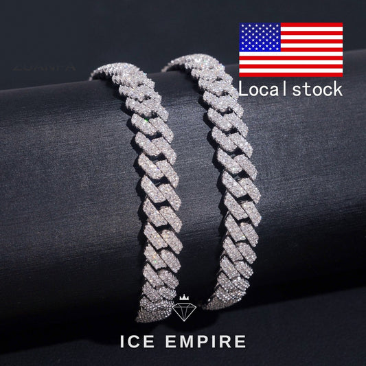 Iced Out 925 Silver Moissanite Cuban Chain