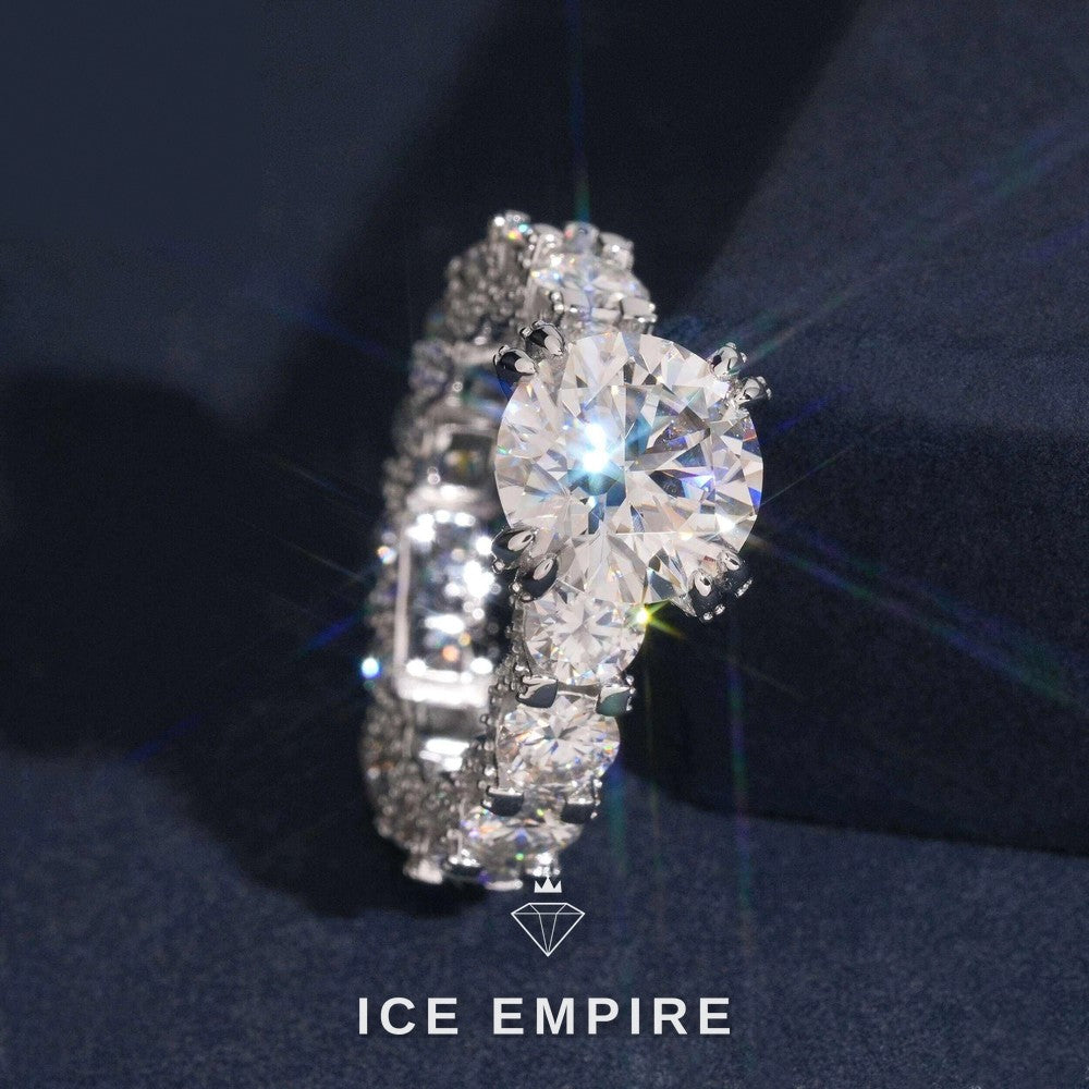 Iced Out 925 Silver Moissanite Wedding Band