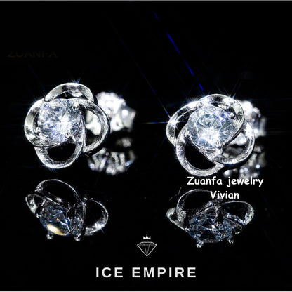 Iced Out Rose Gold Plated Moissanite Earrings