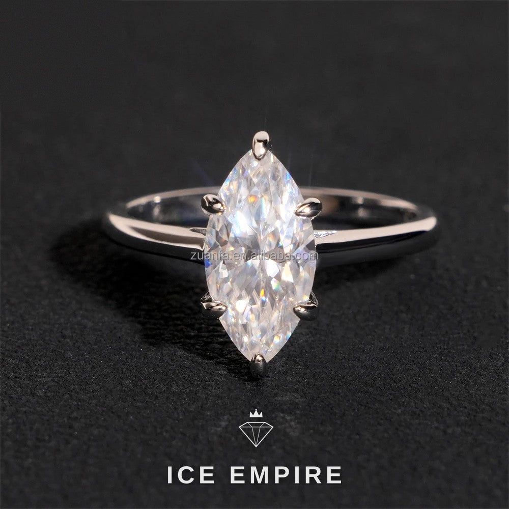 Iced Out 925 Silver Moissanite Engagement Ring
