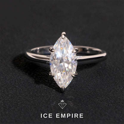 Iced Out 925 Silver Moissanite Engagement Ring