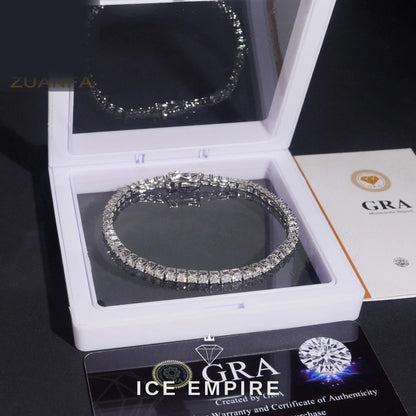 Iced Out 925 Silver Moissanite Tennis Bracelet