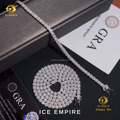 Iced Out Cluster 925 Silver Moissanite Cuban Chain