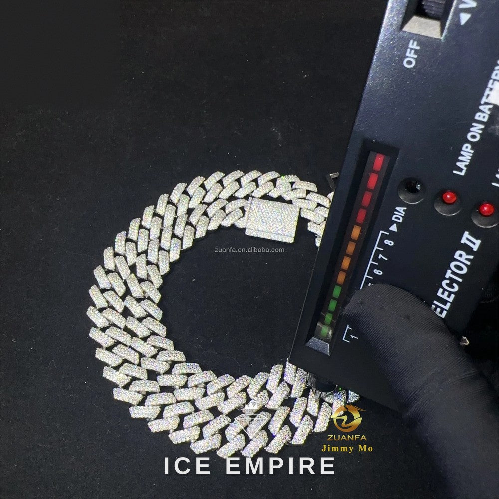Iced Out 925 Silver Moissanite Cuban Chain