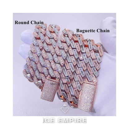 Iced Out Rose Gold Plated Moissanite Cuban Chain
