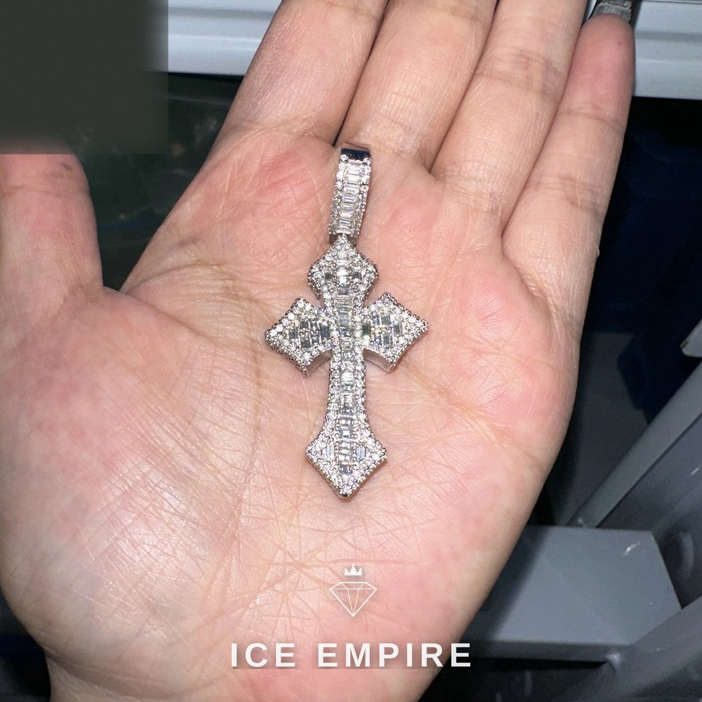 Iced Out Baguette Rose Gold Plated Moissanite Pendant