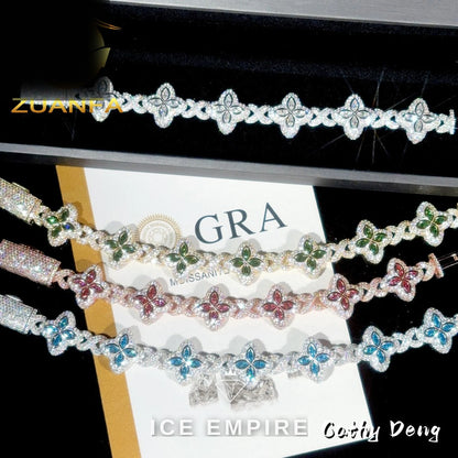 Iced Out 925 Silver Moissanite Cuban Chain