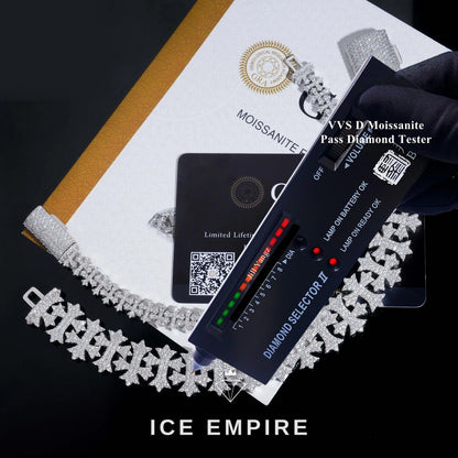 Iced Out Cross 925 Silver Moissanite Cuban Chain