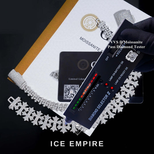 Iced Out Cross 925 Silver Moissanite Cuban Chain