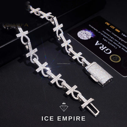 Iced Out Cross 925 Silver Moissanite Cuban Chain