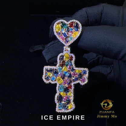 Iced Out Cross 925 Silver Pendant