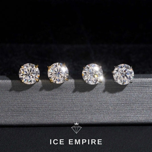 Iced Out 10K Gold Lab Grown Diamond Stud Earrings