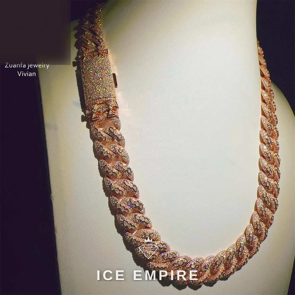 Iced Out Rose Gold Plated Moissanite Cuban Chain