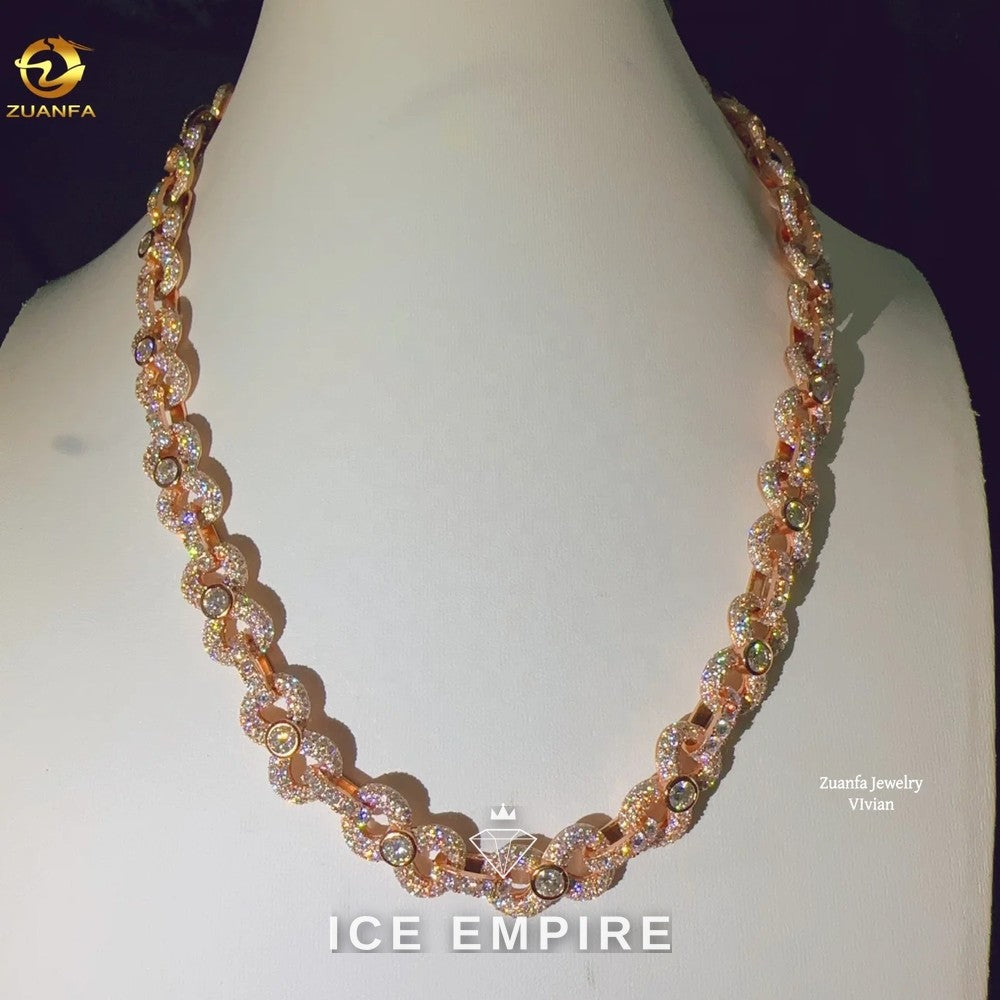 Iced Out Rose Gold Plated Moissanite Cuban Chain