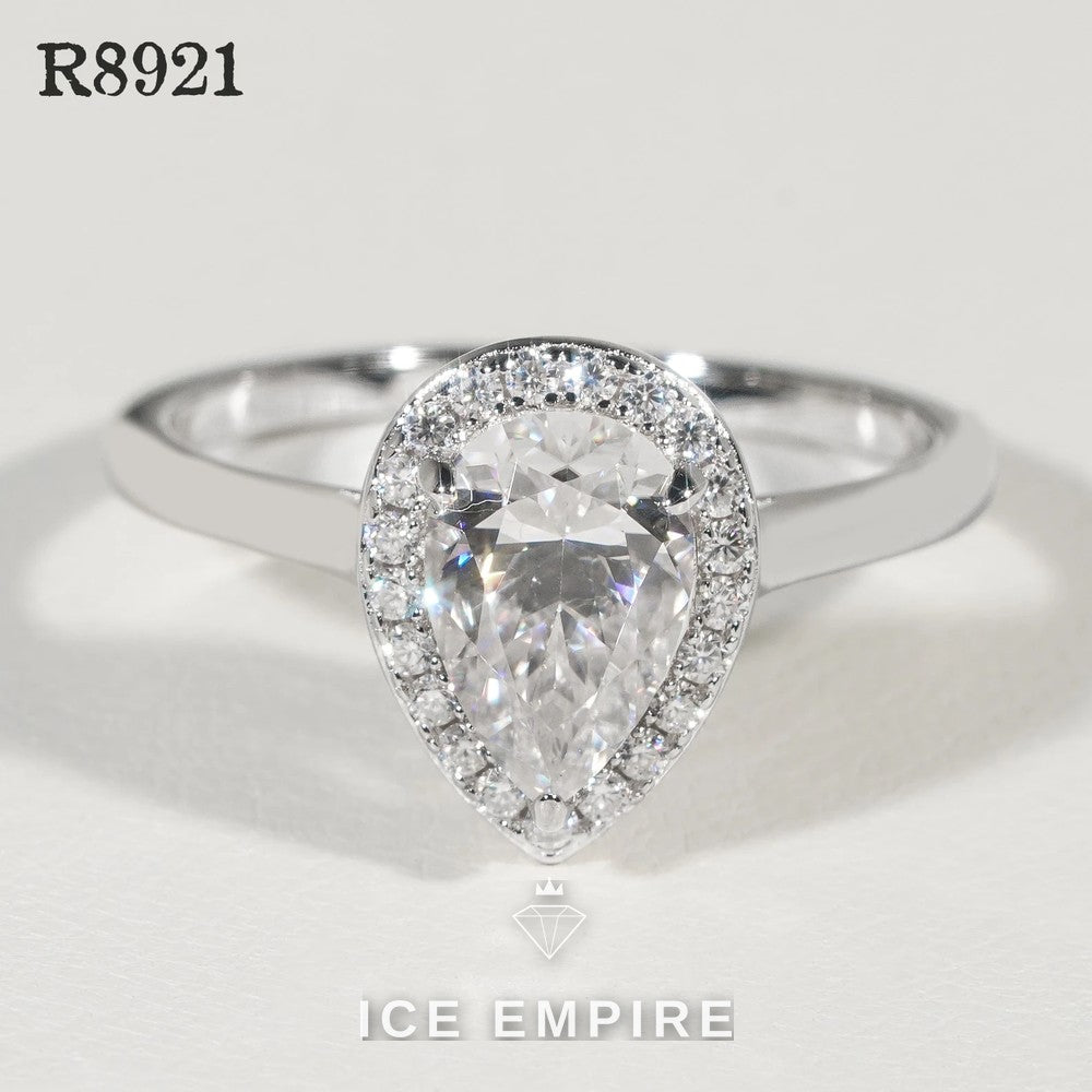 Iced Out 925 Silver Moissanite Engagement Ring
