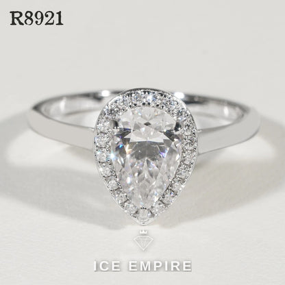 Iced Out 925 Silver Moissanite Engagement Ring