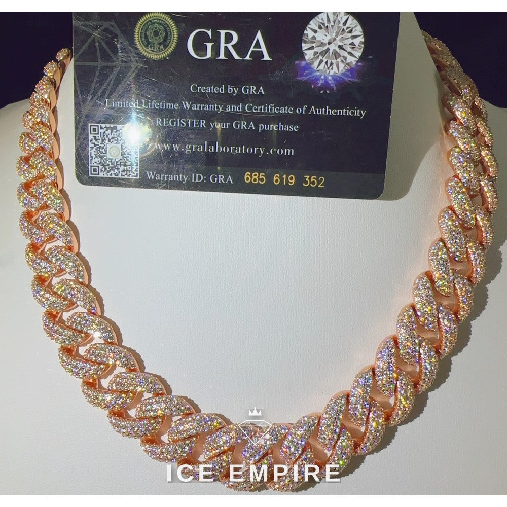 Iced Out Rose Gold Plated Moissanite Cuban Chain