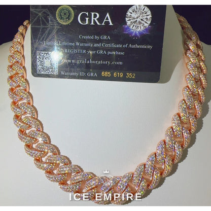 Iced Out Rose Gold Plated Moissanite Cuban Chain
