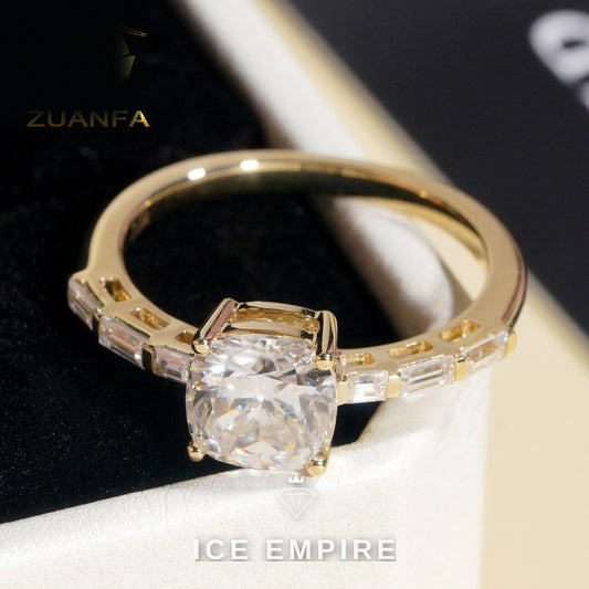 Iced Out 10K Gold Moissanite Engagement Ring