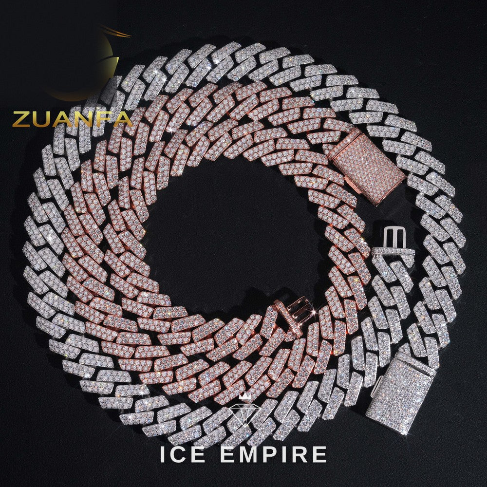 Iced Out Rose Gold Plated Moissanite Cuban Chain