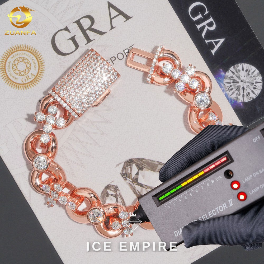 Iced Out Cross 925 Silver Moissanite Cuban Chain