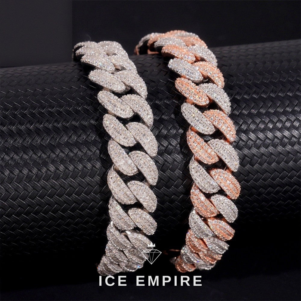 Iced Out Rose Gold Plated Moissanite Cuban Chain