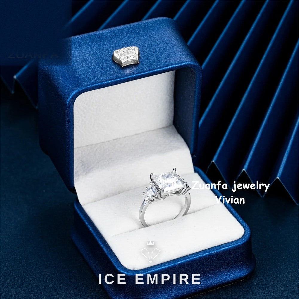 Iced Out 925 Silver Moissanite Ring